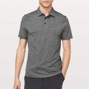 Lululemon Evolution Polo Original Release Heathered Black Medium Collared Shirt